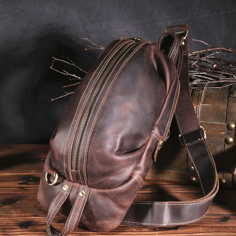 COOL LEATHER MENS SLING BAG SLING CROSSBODY BAG Chest Bag FOR MEN