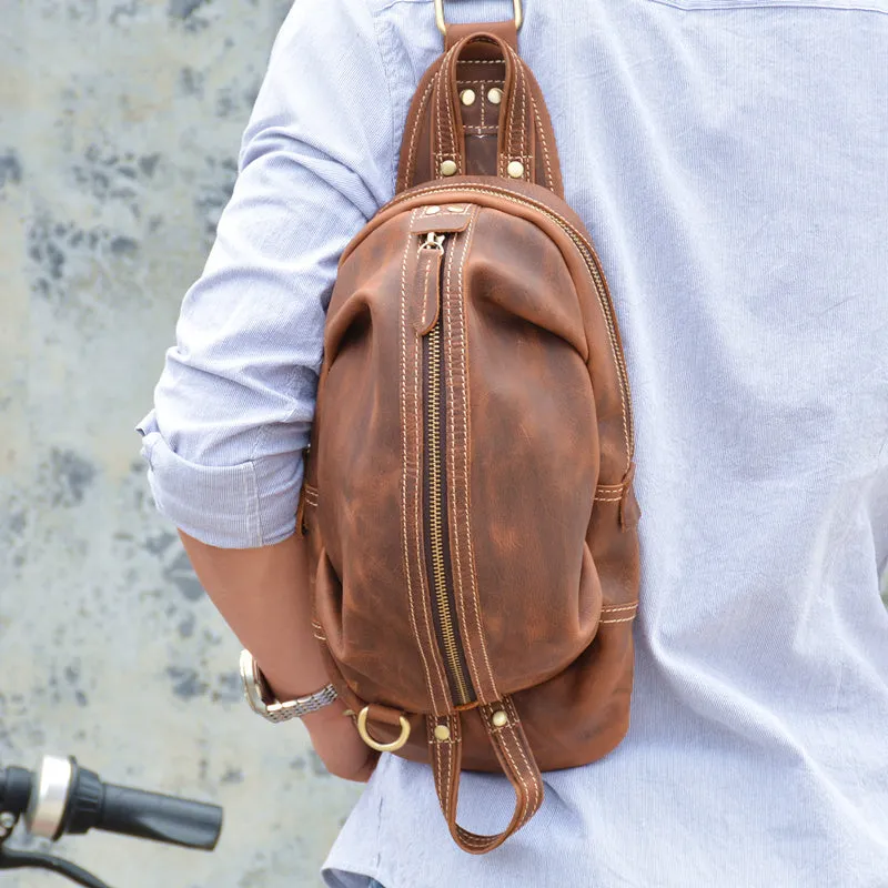 COOL LEATHER MENS SLING BAG SLING CROSSBODY BAG Chest Bag FOR MEN
