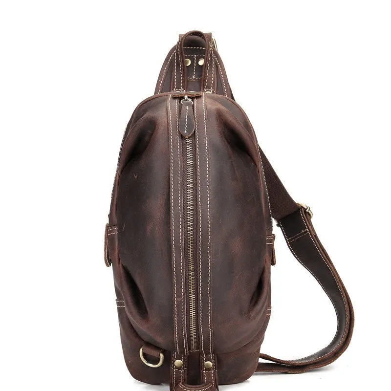 COOL LEATHER MENS SLING BAG SLING CROSSBODY BAG Chest Bag FOR MEN