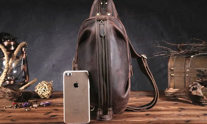 COOL LEATHER MENS SLING BAG SLING CROSSBODY BAG Chest Bag FOR MEN