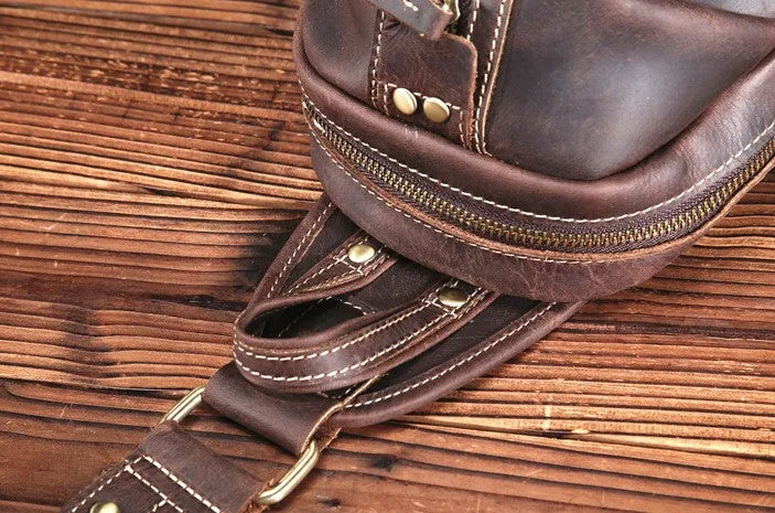 COOL LEATHER MENS SLING BAG SLING CROSSBODY BAG Chest Bag FOR MEN