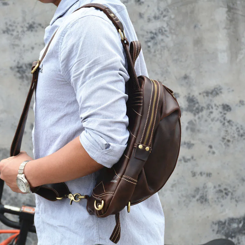COOL LEATHER MENS SLING BAG SLING CROSSBODY BAG Chest Bag FOR MEN