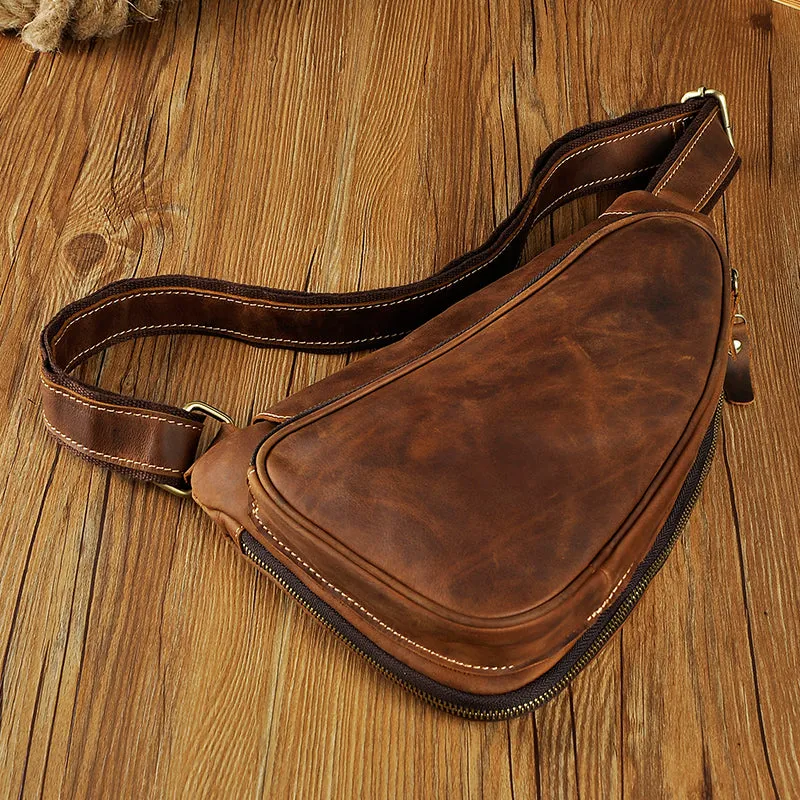 COOL LEATHER MENS SLING BAG SLING shoulder backpack CHEST BAG FOR MEN
