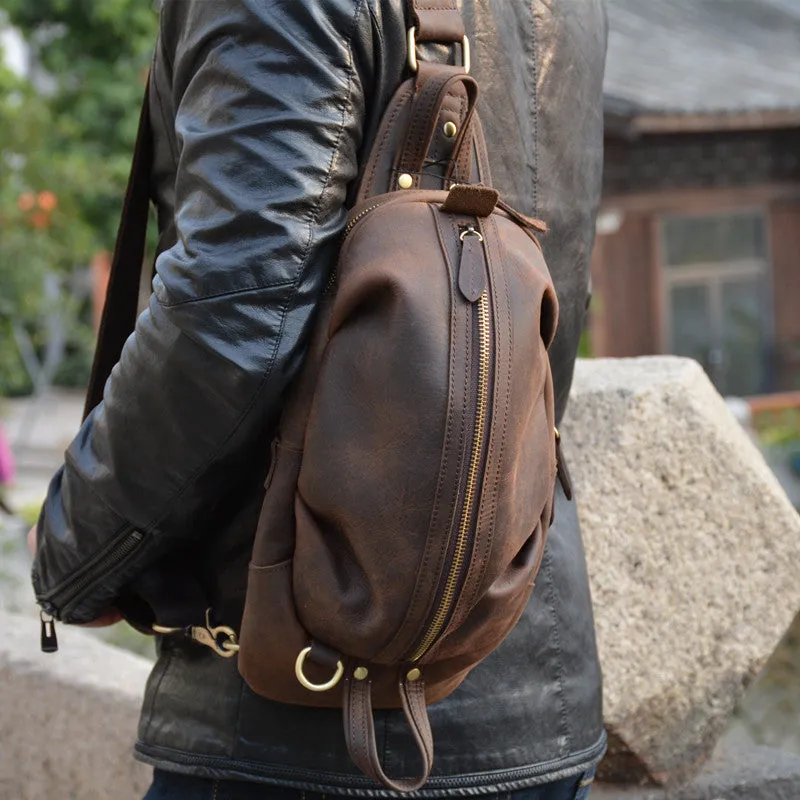 COOL LEATHER MENS SLING BAG SLING Shoulder BAG Chest Bag FOR MEN
