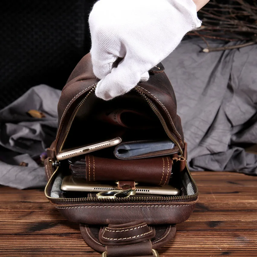 COOL LEATHER MENS SLING BAG SLING Shoulder BAG Chest Bag FOR MEN
