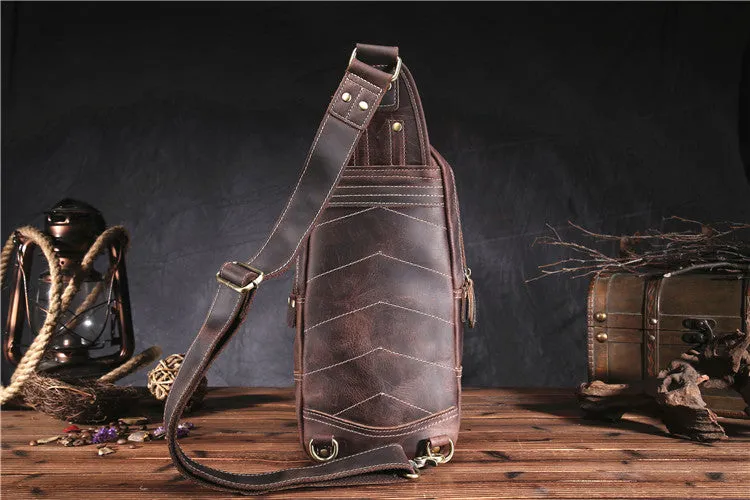 COOL LEATHER MENS SLING BAG SLING Shoulder BAG Chest Bag FOR MEN
