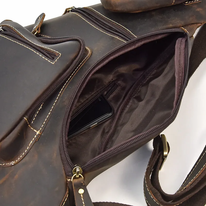 COOL LEATHER MENS SLING BAG SLING Shoulder BAG Chest Bags FOR MEN