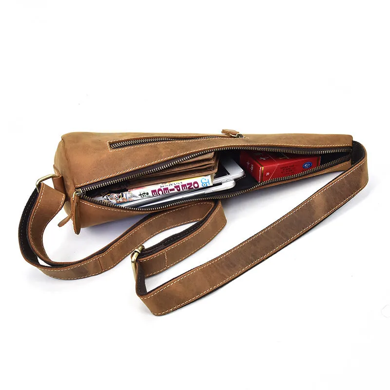 Cool Leather Sling Bag for Men Vintage Chest Crossbody Sling Bag For Men