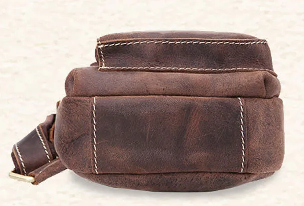 Cool Leather Sling Bag for Men Vintage Chest SLing SHoulder Bag For Men