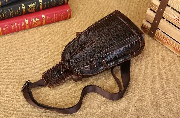 Cool Leather Sling Bag Mens One Shoulder Backpack Sling Crossbody Backpack For Men