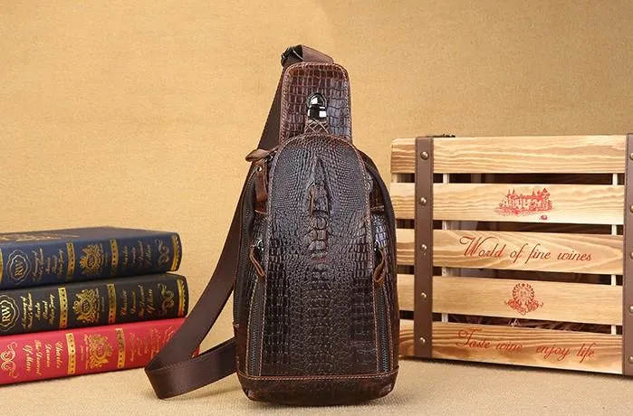 Cool Leather Sling Bag Mens One Shoulder Backpack Sling Crossbody Backpack For Men