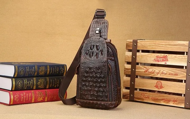 Cool Leather Sling Bag Mens One Shoulder Backpack Sling Crossbody Backpack For Men