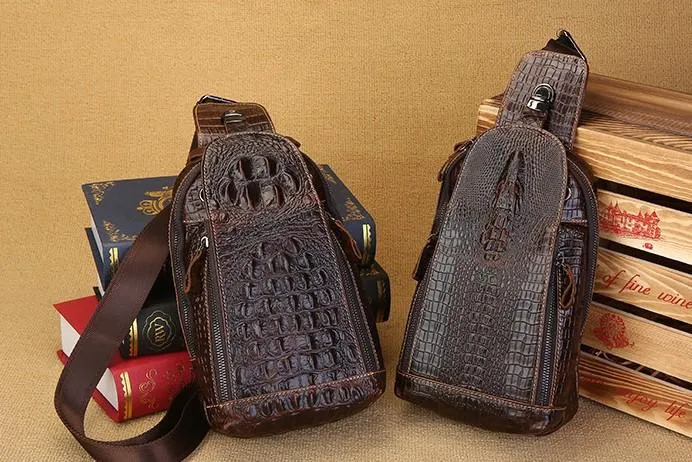 Cool Leather Sling Bag Mens One Shoulder Backpack Sling Crossbody Backpack For Men