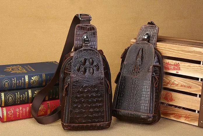 Cool Leather Sling Bag Mens One Shoulder Backpack Sling Crossbody Backpack For Men