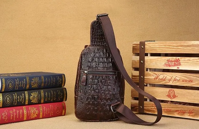 Cool Leather Sling Bag Mens One Shoulder Backpack Sling Crossbody Backpack For Men