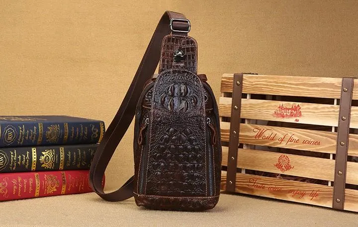 Cool Leather Sling Bag Mens One Shoulder Backpack Sling Crossbody Backpack For Men
