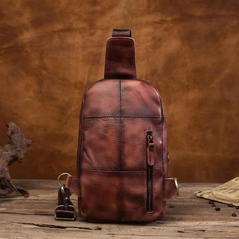 Cool Leather Vintage Chest Bags Sling Bag Crossbody Bag Travel Bag Sling Hiking Bag For Men