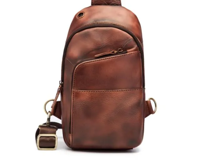 Cool Leather Vintage Chest Bags Sling Bag Crossbody Bag Travel Bag Sling Hiking Bag For Men