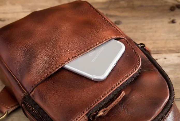 Cool Leather Vintage Chest Bags Sling Bag Crossbody Bag Travel Bag Sling Hiking Bag For Men