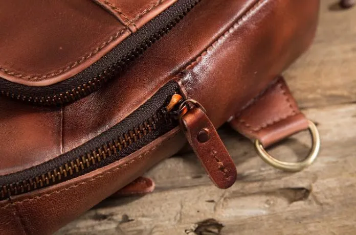 Cool Leather Vintage Chest Bags Sling Bag Crossbody Bag Travel Bag Sling Hiking Bag For Men
