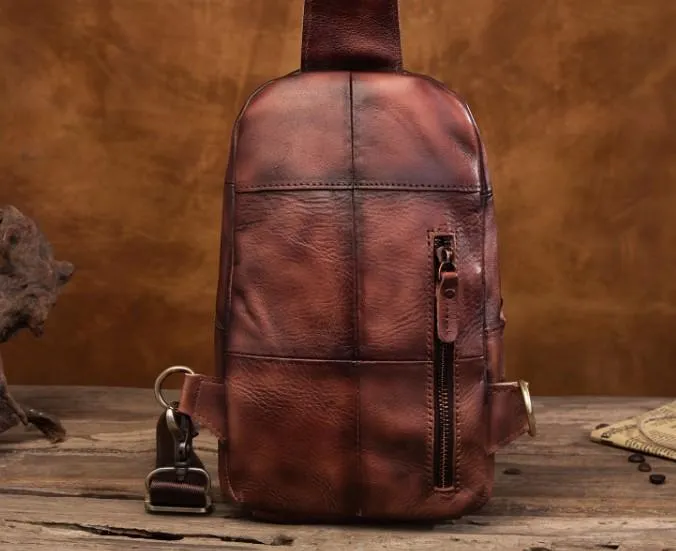 Cool Leather Vintage Chest Bags Sling Bag Crossbody Bag Travel Bag Sling Hiking Bag For Men