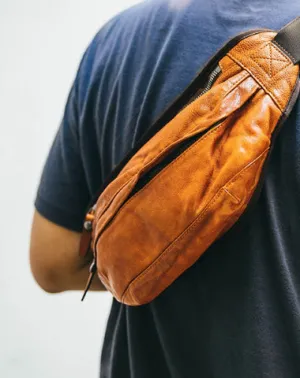 Cool Light Brown Leather Men Chest Bag Waist Bags Tan Fanny Pack Black Hip Bag Bum Pack For Men