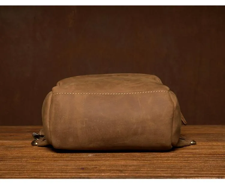 Cool Light Brown Leather Mens 10 inches Sling Bag Crossbody Pack Chest Bag for men