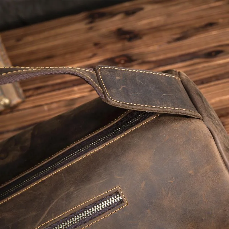 Cool Mens Leather Barrel Chest Bags Bucket Sling Bag One Shoulder Backpack For Men