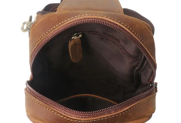 Cool Mens Leather Chest Bag Leather Sling Bag Leather Sling pack Crossbody Sling bag For Men