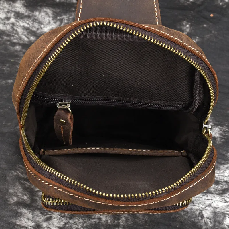 Cool Mens Leather Chest Bag Leather Sling Bag Leather Sling pack Crossbody Sling bag For Men