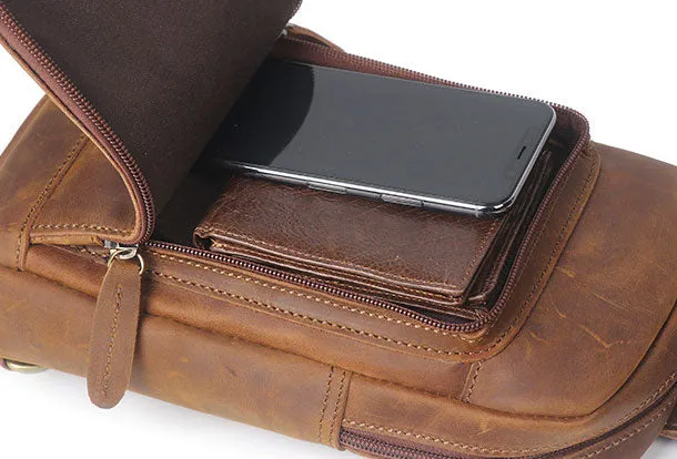 Cool Mens Leather Chest Bag Leather Sling Bag Leather Sling pack Crossbody Sling bag For Men