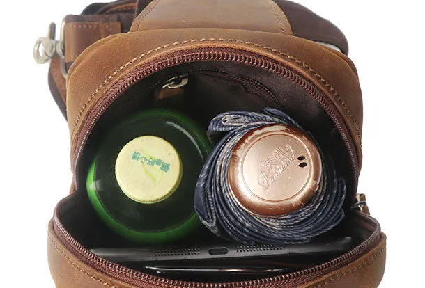 Cool Mens Leather Chest Bag Leather Sling Bag Leather Sling pack Crossbody Sling bag For Men