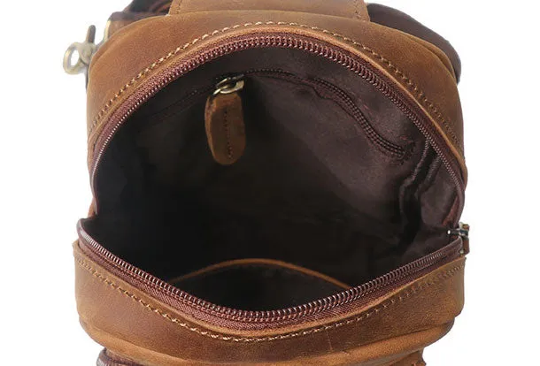 Cool Mens Leather Chest Bag Leather Sling Bag Leather Sling pack Crossbody Sling bag For Men