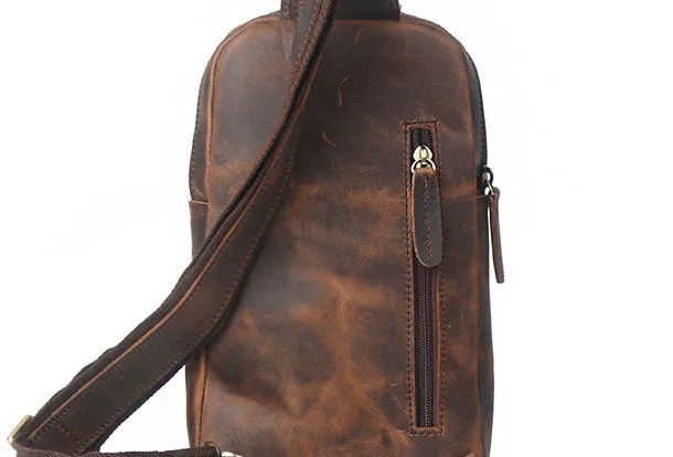 Cool Mens Leather Chest Bag Leather Sling Bag Leather Sling pack Crossbody Sling bag For Men