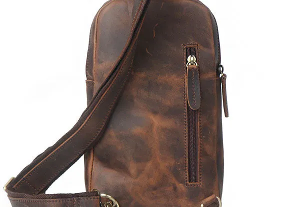 Cool Mens Leather Chest Bag Leather Sling Bag Leather Sling pack Crossbody Sling bag For Men
