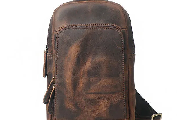 Cool Mens Leather Chest Bag Leather Sling Bag Leather Sling pack Crossbody Sling bag For Men