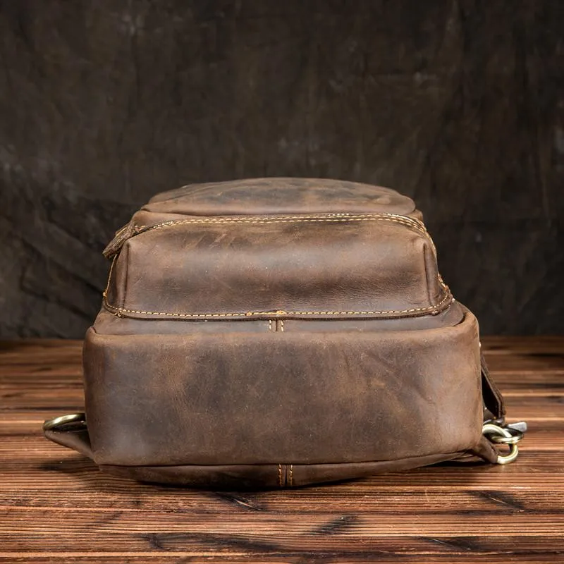 Cool MENS LEATHER CHEST BAGS SLING BAGs ONE SHOULDER BACKPACK FOR MEN