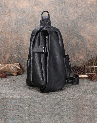Cool Men's Leather Sling Bag Sling Pack Brown Leather Sling Backpack For Men