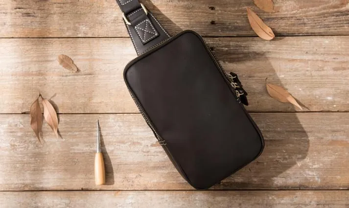 Cool Mens Sling Bag Leather Sling Bag Crossbody Sling Bag Chest Bag for men