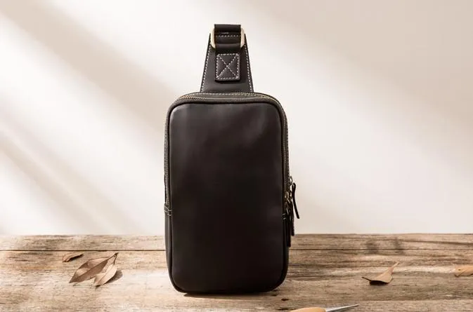 Cool Mens Sling Bag Leather Sling Bag Crossbody Sling Bag Chest Bag for men