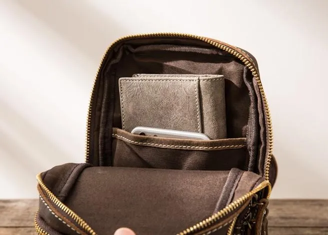 Cool Mens Sling Bag Leather Sling Bag Crossbody Sling Bag Chest Bag for men