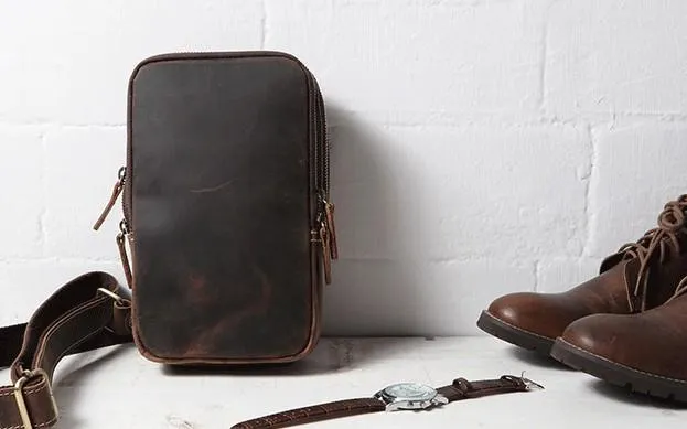 Cool Mens Sling Bag Leather Sling Bag Crossbody Sling Bag Chest Bag for men