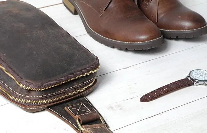 Cool Mens Sling Bag Leather Sling Bag Crossbody Sling Bag Chest Bag for men
