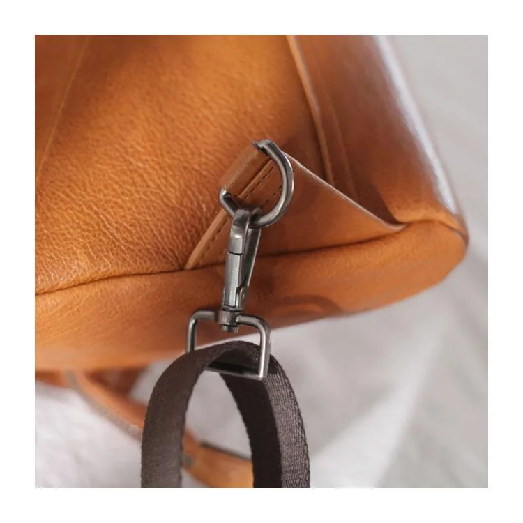 Cool Mens Womens Brown Leather Backpacks Triangel Sling Bag Black Leather One Shoulder Backpack for Womens