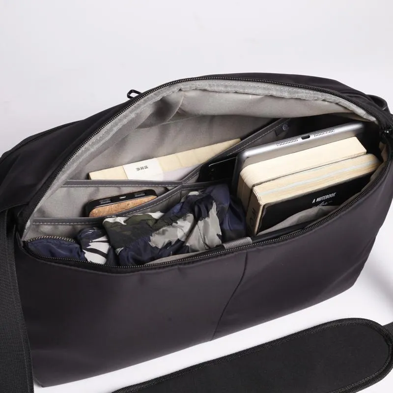 Cool Nylon Cloth Casual Men's Stitching Sling Bag Black One Shoulder Backpack Chest Side Bag For Men