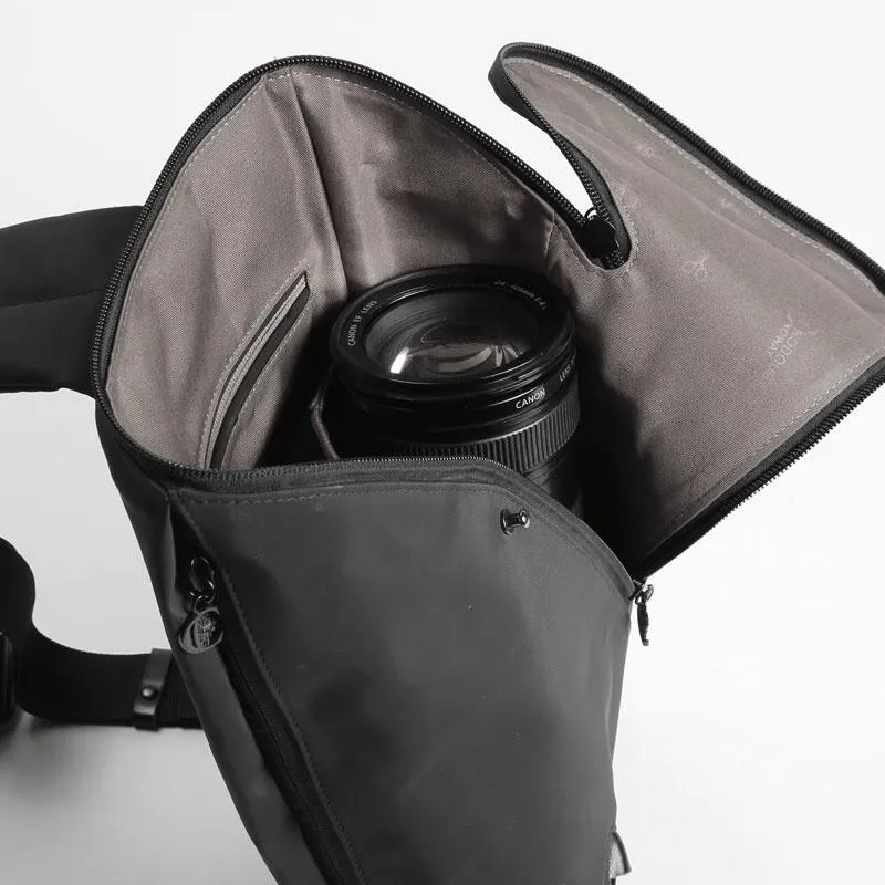 Cool OXFORD CLOTH PVC Black Men's Sling Bag Chest Bag One Shoulder Backpack For Men