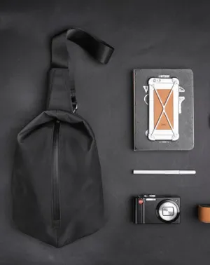 Cool OXFORD CLOTH PVC Men's Sling Bag Black One Shoulder Backpack For Men