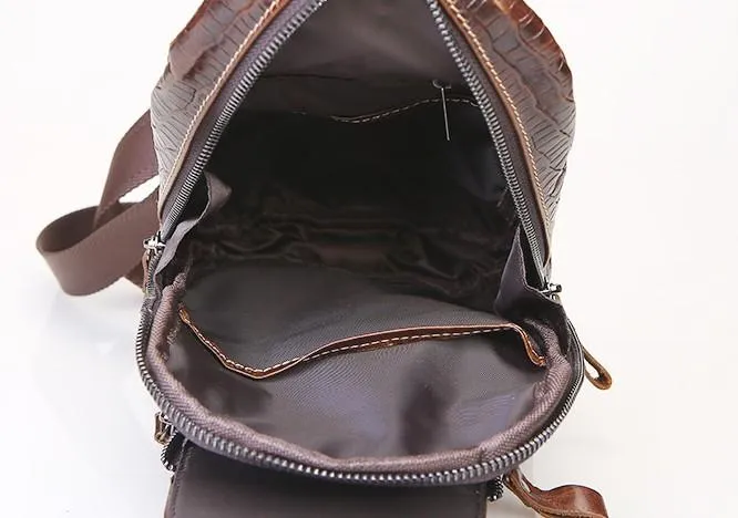Cool Sling Crossbody Backpack For Men Leather Sling Bag Mens One Shoulder Backpack