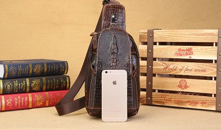 Cool Sling Crossbody Backpack For Men Leather Sling Bag Mens One Shoulder Backpack