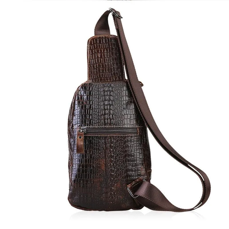 Cool Sling Crossbody Backpack For Men Leather Sling Bag Mens One Shoulder Backpack